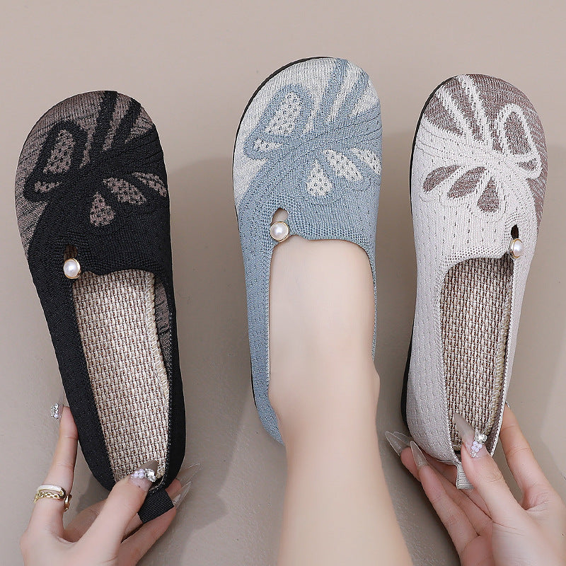 Damen Komfortable Slipper mit floraler Applikation