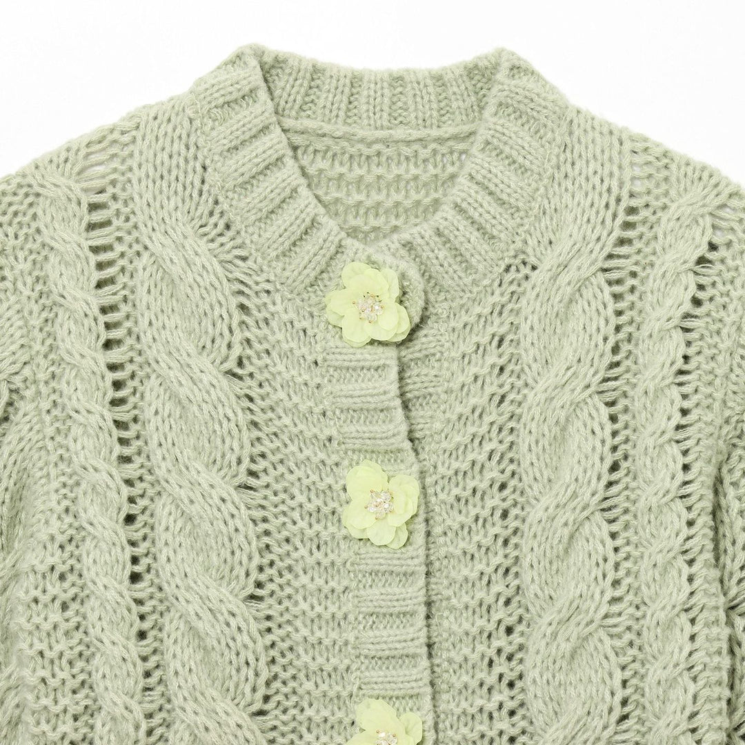 Damen cropped Strickjacke mit floralem Detail R&B