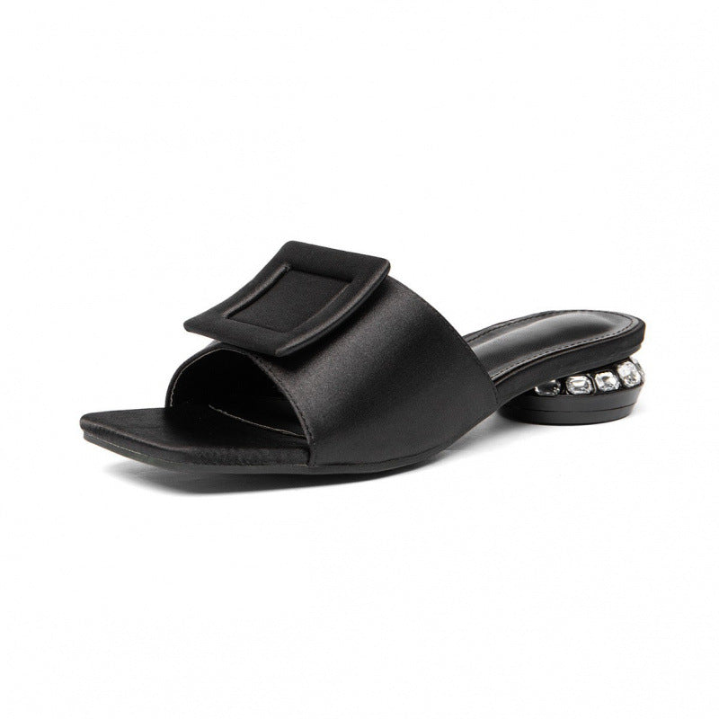 Damen Sandalen mit dekorativen Schnallen und funkelndem Absatz R&B
