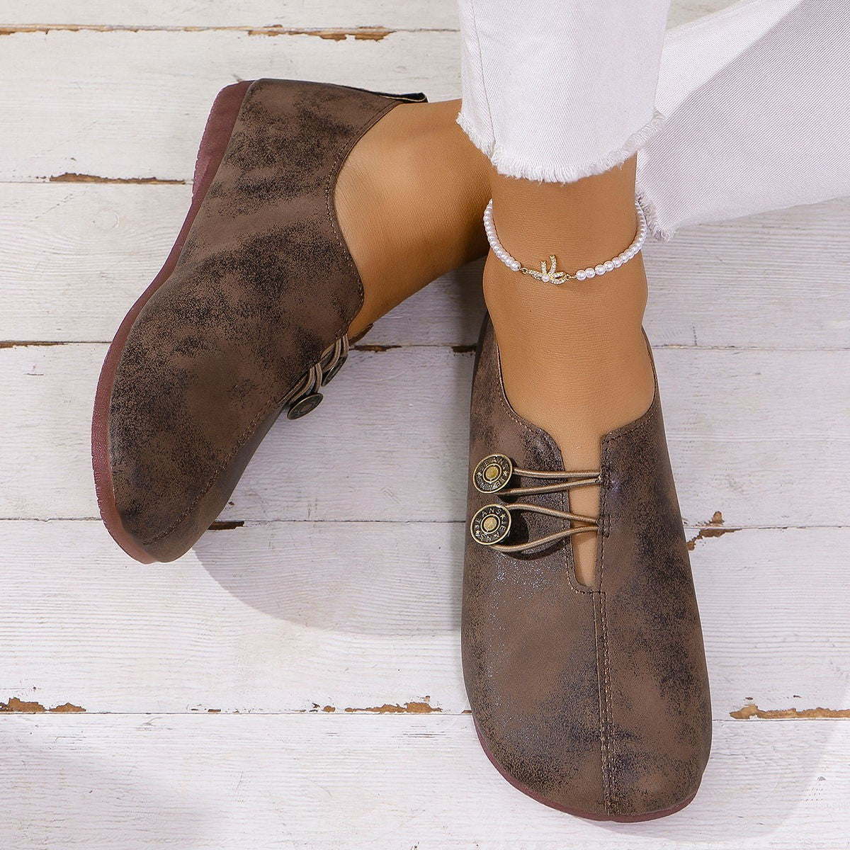 Damen Alltagsschuhe mit elegantem Knopfdetail und bequemem Innenfutter R&B