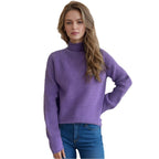 Damen Pullover mit hohem Kragen und strukturiertem Strickmuster R&B
