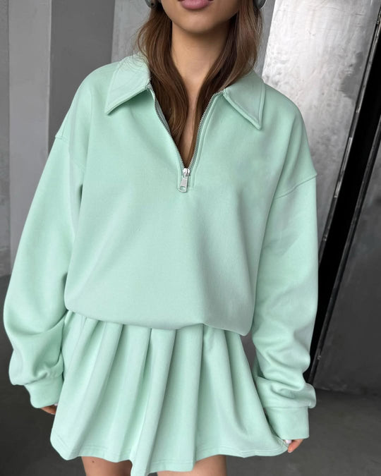 Damen sportlicher Pullover mit Kordelzug und Reißverschluss R&B