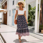 Damen Sommer-Rock mit floralen Mustern und voluminösem Saum R&B