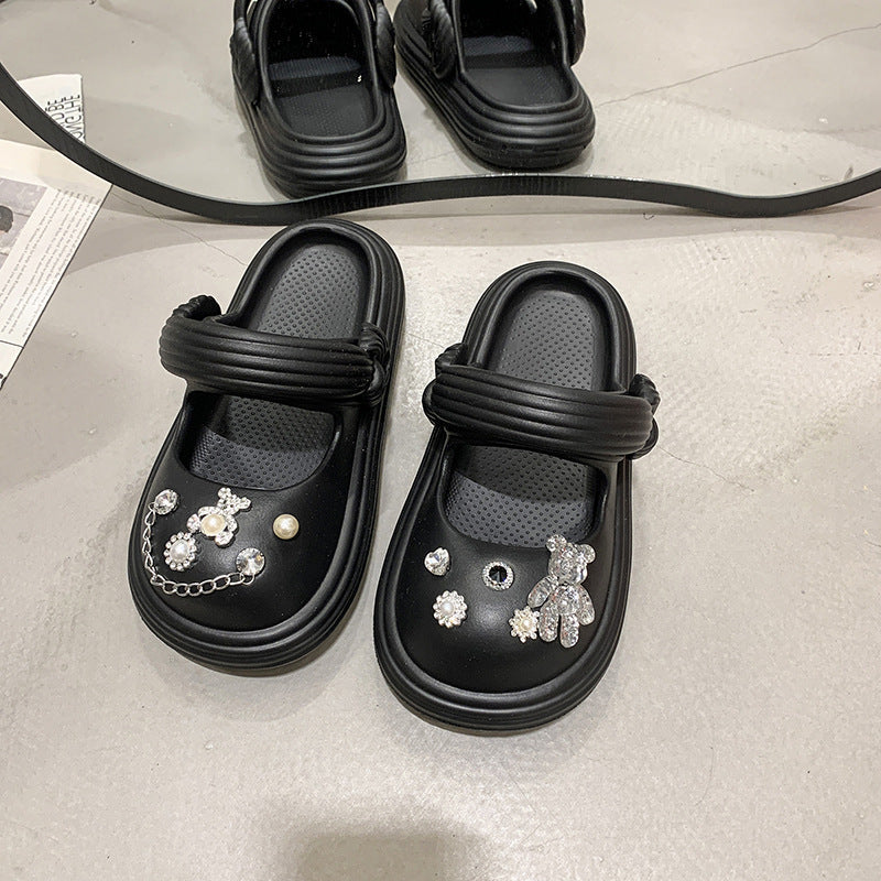 Damen Sandalen mit funkelnden Dekoren und praktischem Riemenverschluss EB