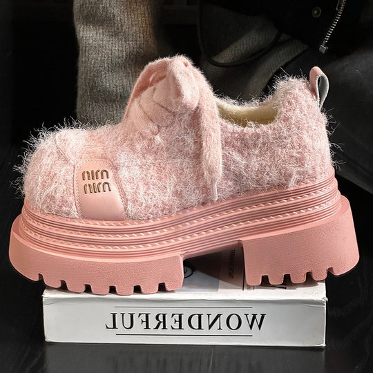 Damen Modische und atmungsaktive Plateau-Sneaker mit kuscheligem Obermaterial R&B
