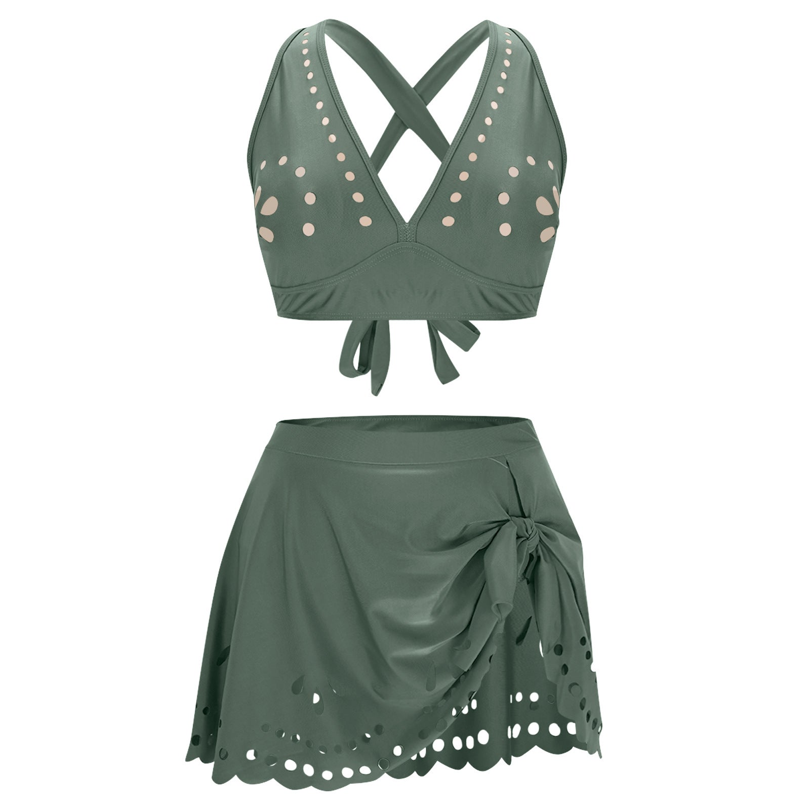 Damen Bade-Set mit Skirt und Kreuz-Trägern R&B