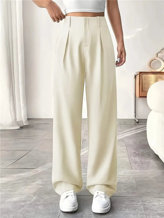 Damen Elegante Bundfaltenhose mit weitem Schnitt R&B