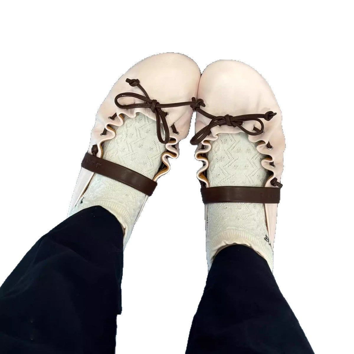 Damen elegante Ballerinas mit modischem Riemen und rutschfester Sohle R&B