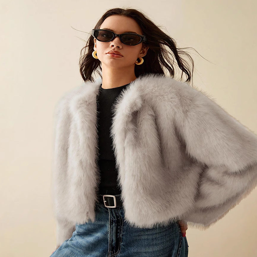 Damen kurzärmlige Pelzjacke R&B