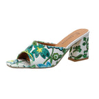Damen Elegante Mules mit floralem Design und komfortablem Blockabsatz R&B