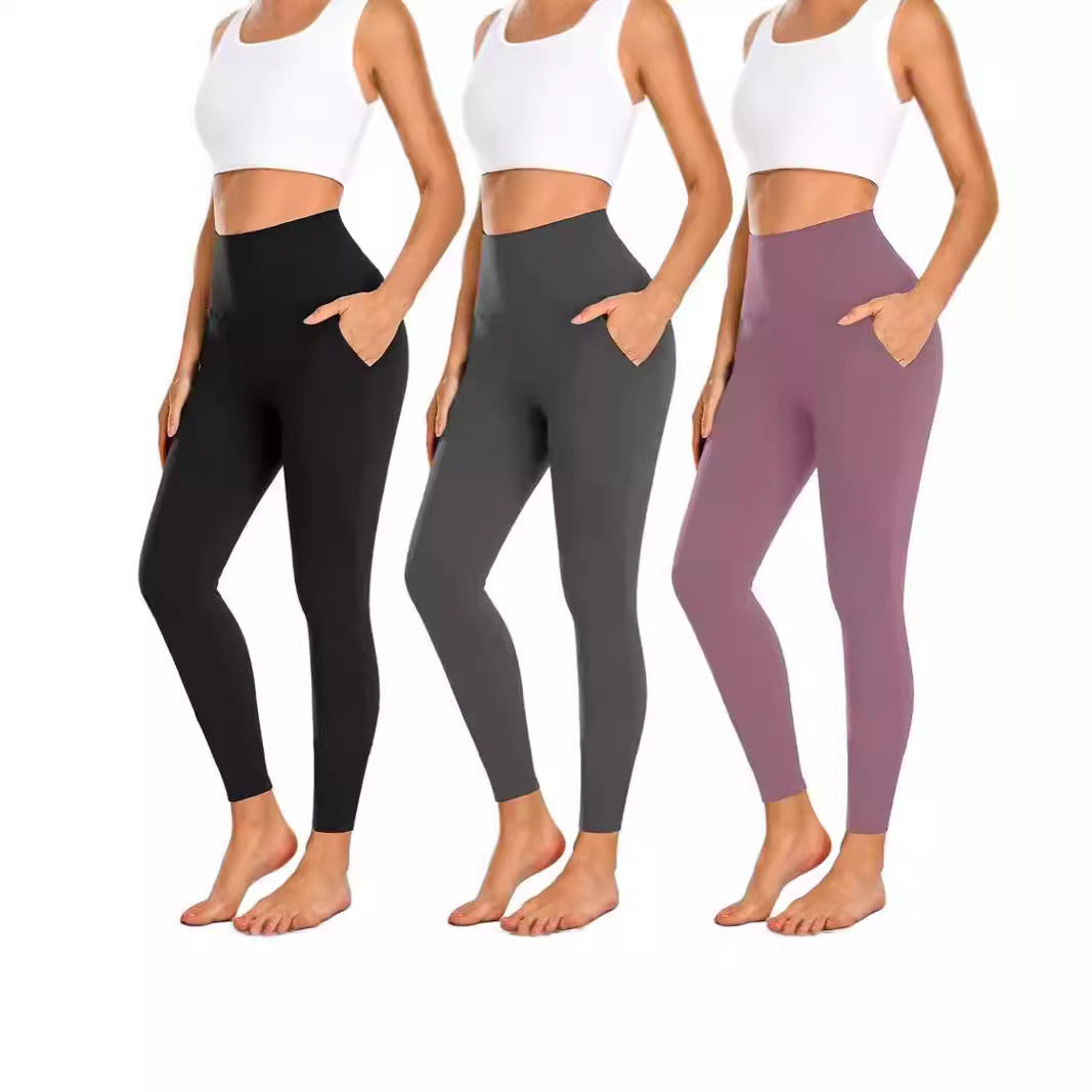 Damen Hochgeschnittene Sportleggings mit praktischen Taschen R&B