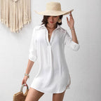 Damen Strandkleid mit V-Ausschnitt und exquisite Einsätze R&B