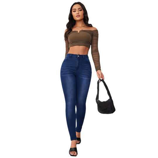 Damen Slim Fit Jeans im hochtaillierten Design mit elastischem Bund R&B