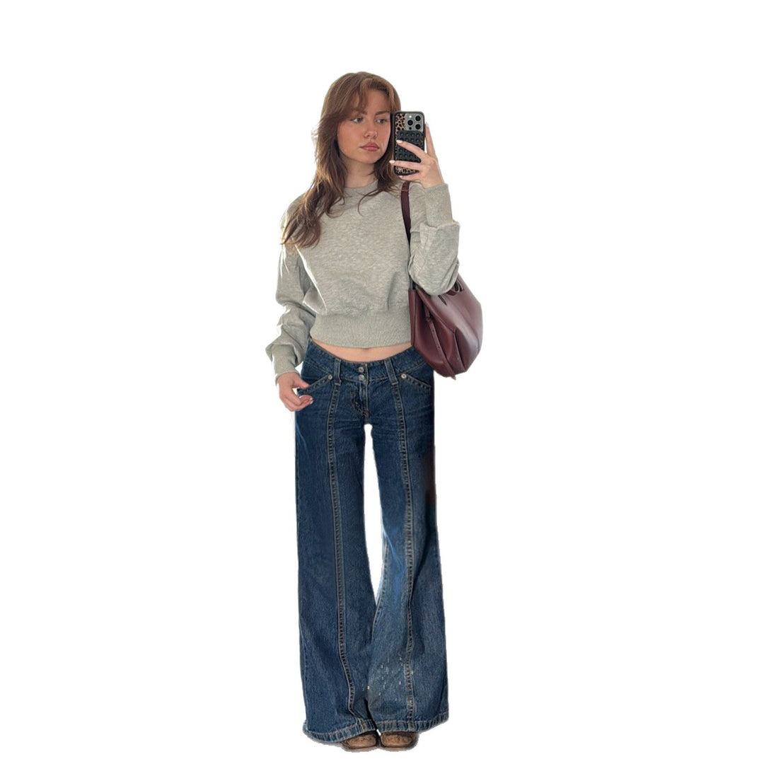 Damen weite Jeans mit hohem Bund und modernem Schnitt R&B