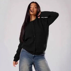 Damen weich gestrickte Knopfpullover R&B
