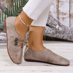 Damen Bequeme Ballerina-Schuhe mit dekorativem Knopf-Detail