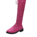 Damen Overknee-Stiefel mit modischer Schnürung und rutschfester Sohle R&B