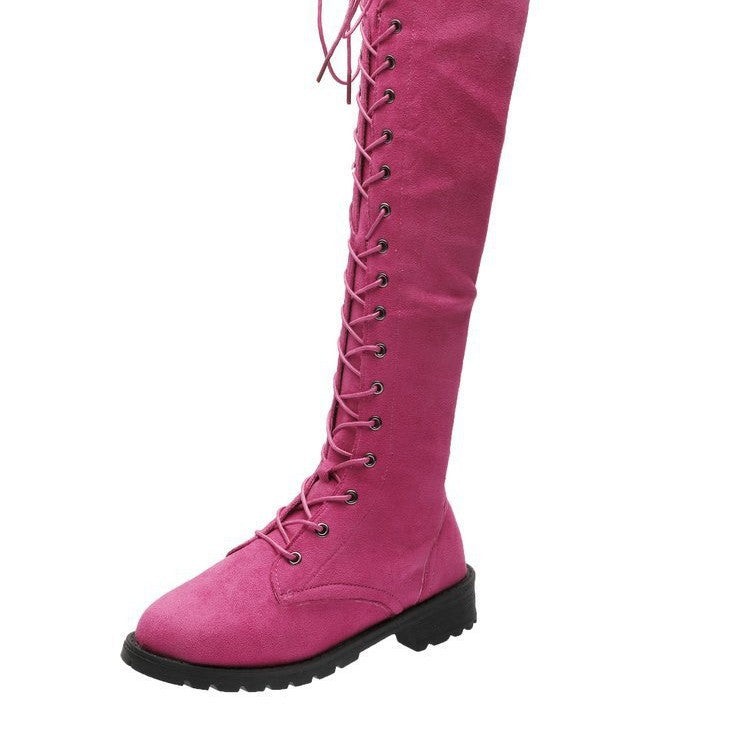Damen Overknee-Stiefel mit modischer Schnürung und rutschfester Sohle R&B