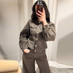 Damen Trendige Baumwolljacke im Vintage-Stil mit praktischen Taschen