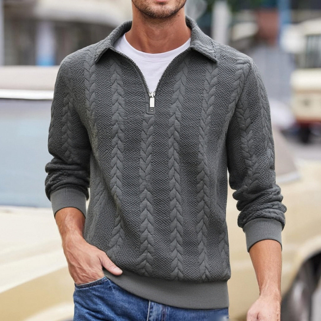 Herren eleganter Strickpullover mit Reißverschluss R&B