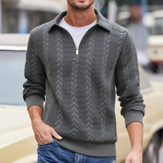 Herren eleganter Strickpullover mit Reißverschluss R&B