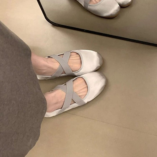Damen Ballerinas mit dekorativem Riemen und komfortablem Fußbett R&B