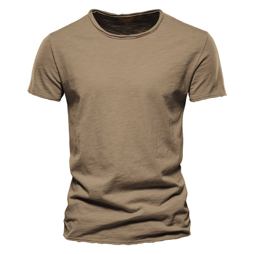 Herren nan leichtes Baumwollshirt mit Rundhalsausschnitt und schlanker Passform R&B