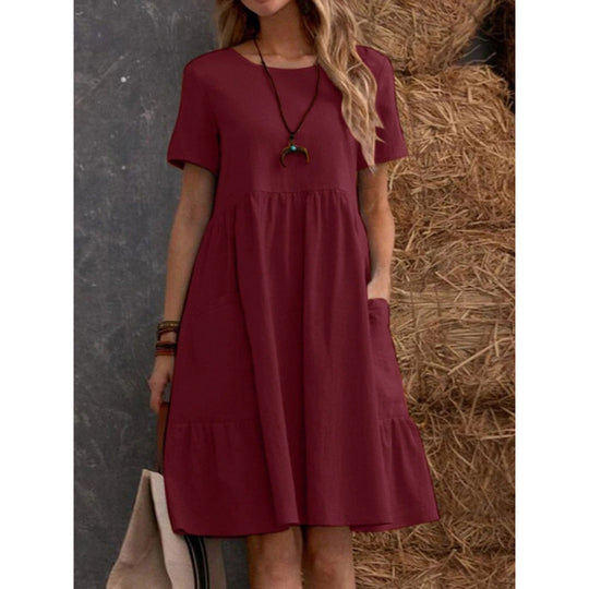 Damen Midikleid mit lockerer Passform und praktischen Taschen R&B