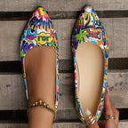 Damen Ballerinas mit buntem, grafischem Muster und bequemer Sohle R&B