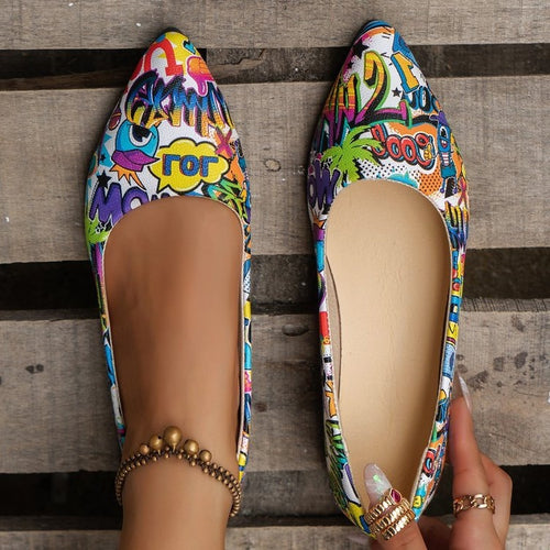 Damen Ballerinas mit buntem, grafischem Muster und bequemer Sohle R&B