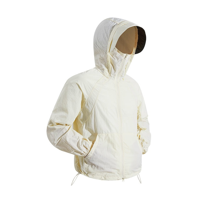 Unisex nan leichte wind- und wasserabweisende Kapuzenjacke mit verstellbarem Saum und Packsack R&B