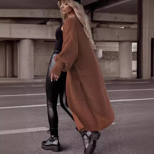 Damen Grobstrickmantel im lässigen Oversized-Stil mit tiefen Taschen R&B