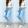 Damen Ripped Jeans mit lässigem Schnitt und hohem Bund R&B
