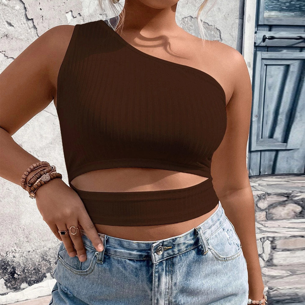Damen Crop-Top mit asymmetrischem Schnitt und Cut-Out-Details R&B