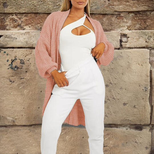 Damen Strickcardigan mit tiefem Schnitt und praktischen Taschen R&B