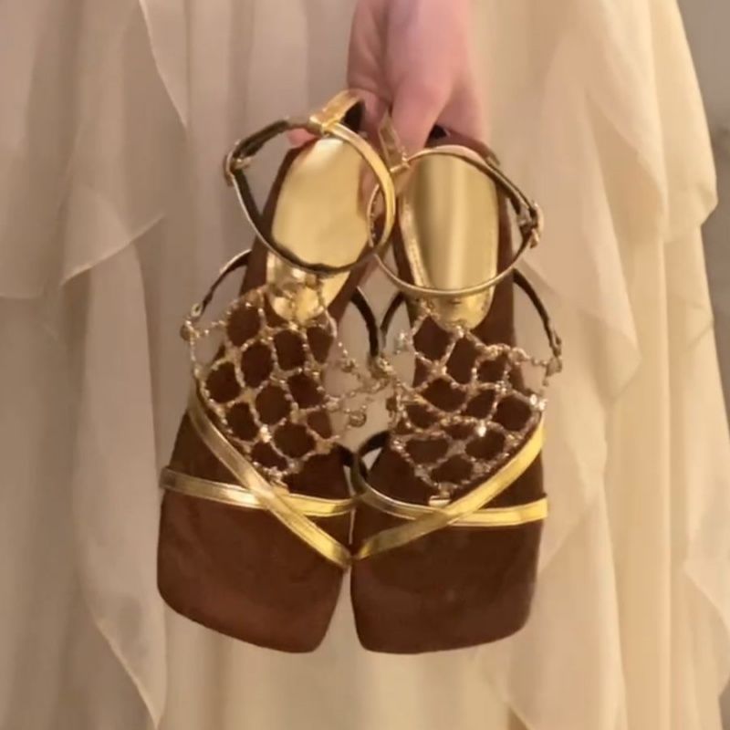 Damen elegante Sandalen mit funkelnden Strassdetails R&B