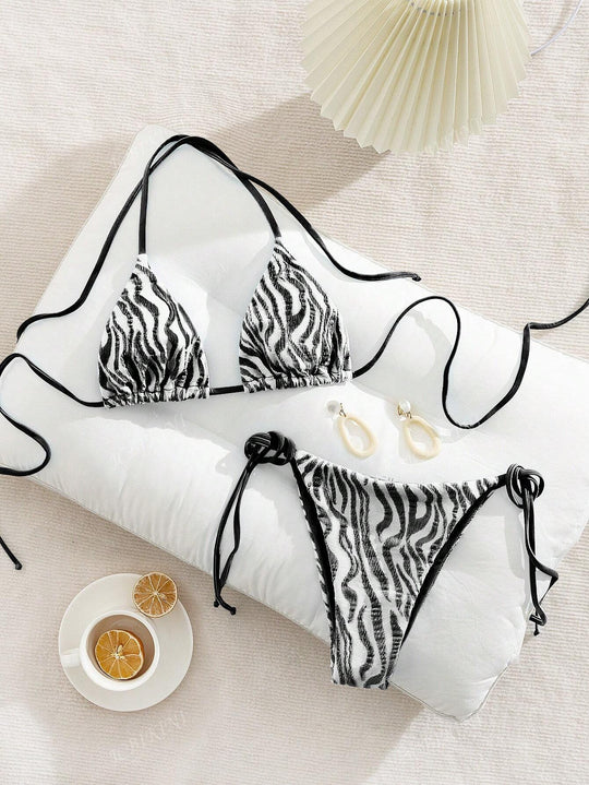 Damen Triangel-Bikini mit stilvollen Knotendetails R&B