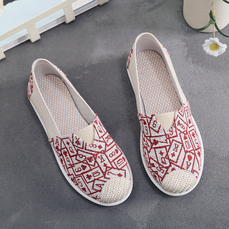 Damen Slip-On Schuhe mit floralem Stickdesign und rutschfester Sohle