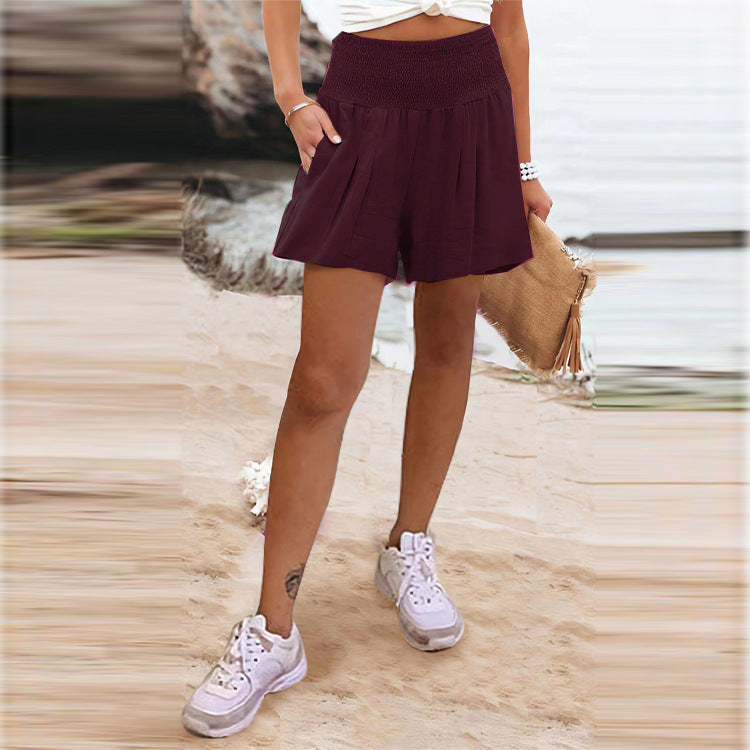 Damen elegante Shorts mit hohem Bund und Knopfdetail R&B