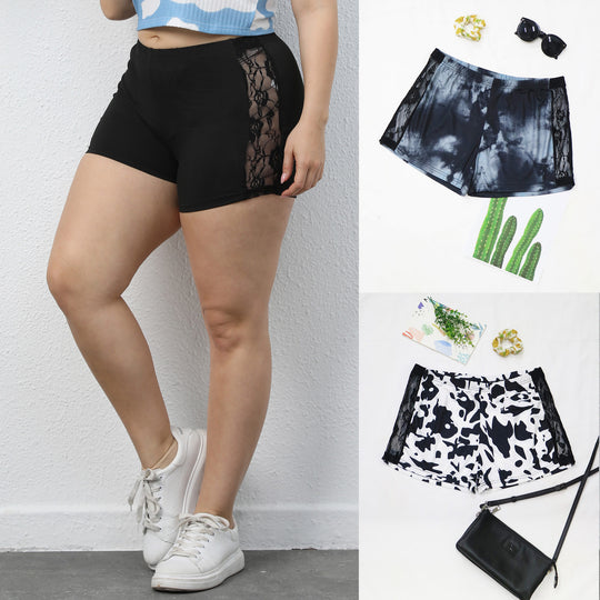 Damen lässiges Cropped T-Shirt mit Wolkenmuster R&B