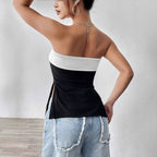 Damen Bandeau-Top mit eleganten Farbblockdesign R&B