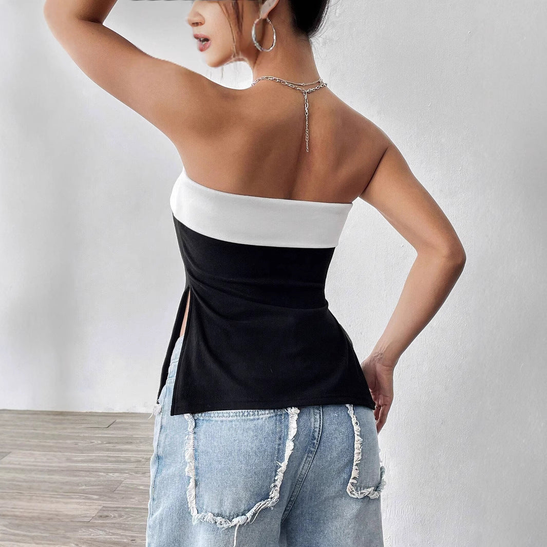 Damen Bandeau-Top mit eleganten Farbblockdesign R&B