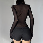 Damen Elegantes Bodysuit mit feinen Schmetterlingsmotiven und transparentem Stoff R&B