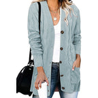 Damen Strickjacke mit dekorativem Zopfmuster und praktischen Taschen R&B