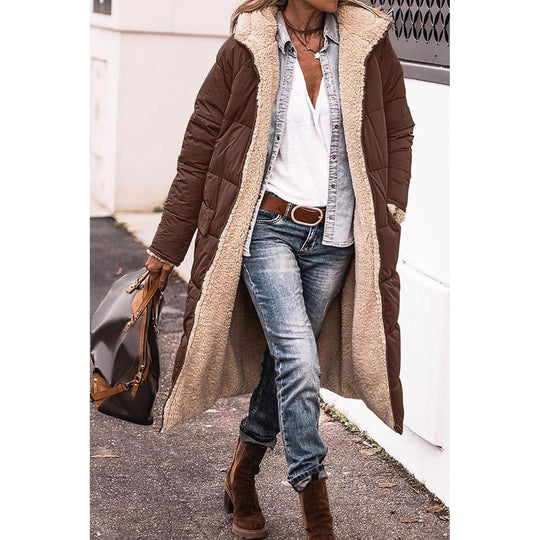 Damen gefütterter Parka mit Kapuze und lässigem Schnitt R&B