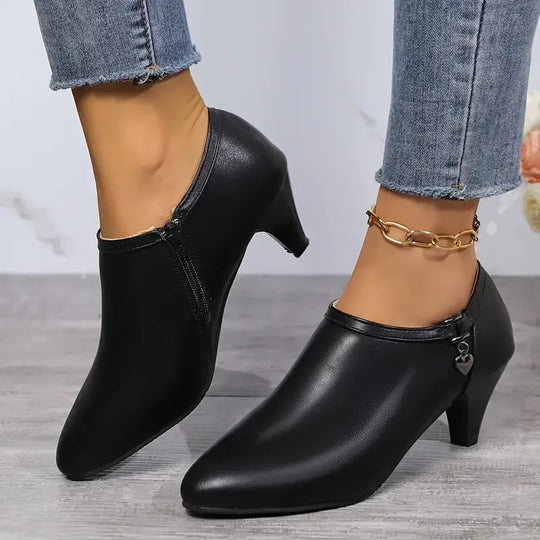 Damen elegante Stiefeletten mit Reißverschluss und schickem Absatz R&B