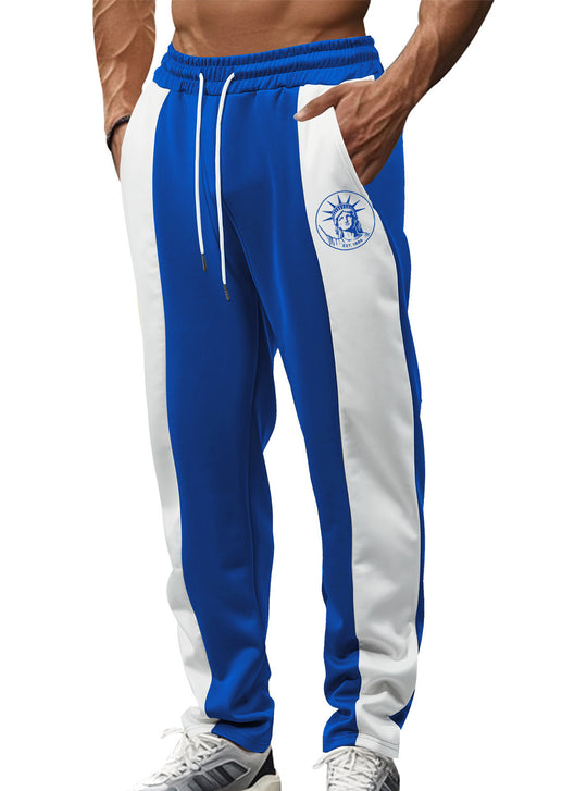 Herren nan sportive Trackpants mit seitlichen Kontrastbahnen elastischem Bund Kordelzug und Hirschstickerei R&B