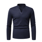 Herren Langarm-Henley-Shirt mit strukturierter Oberfläche
