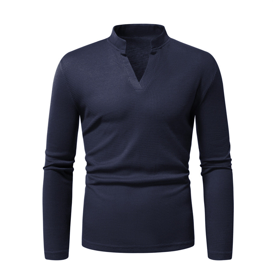 Herren Langarm-Henley-Shirt mit strukturierter Oberfläche