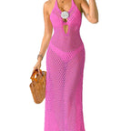 Damen luftiges Netzstrandkleid mit aufregendem Schlitz R&B